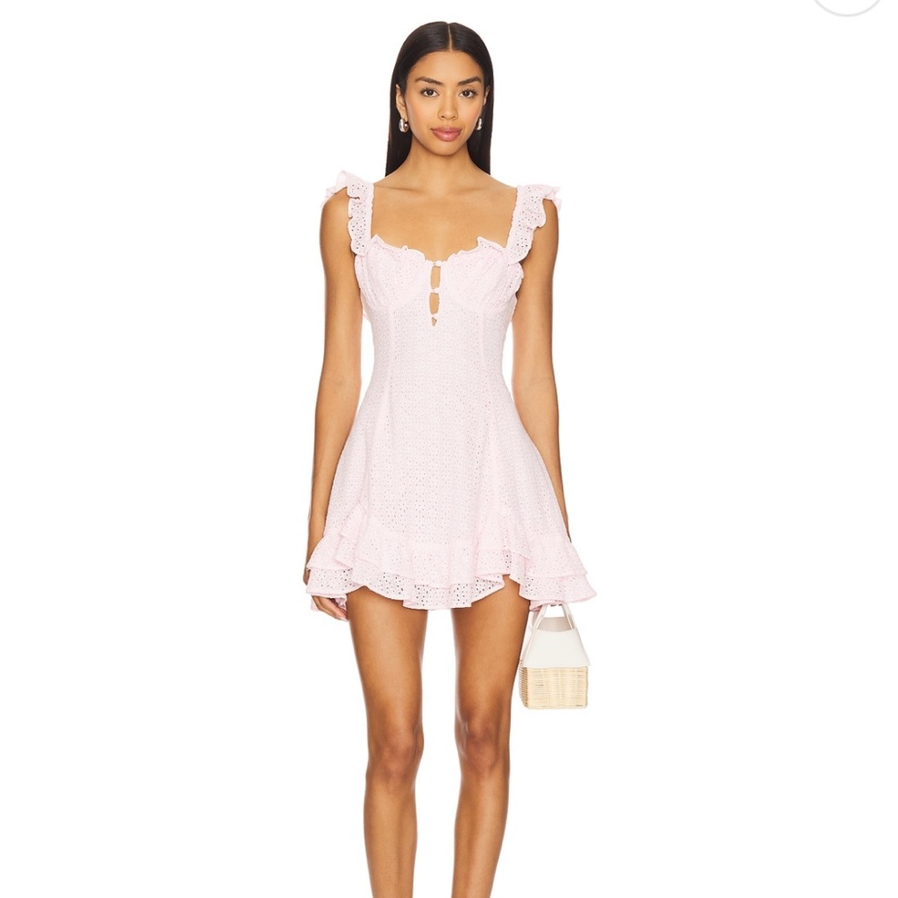 Cecilie Pink Eyelet Mini Dress